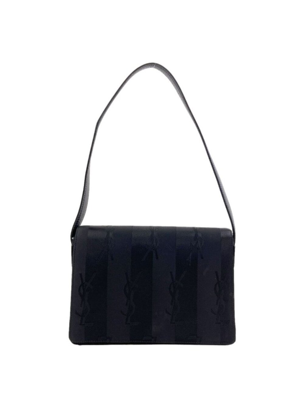 Saint Laurent Yves Logo Stripe Shoulder Bag Nylon Canvas